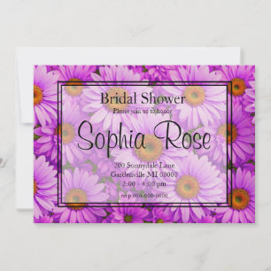 Invitation Élégante marguerite florale magenta rose foncé