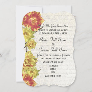 Invitation Elégante mariage florale jaune et orange