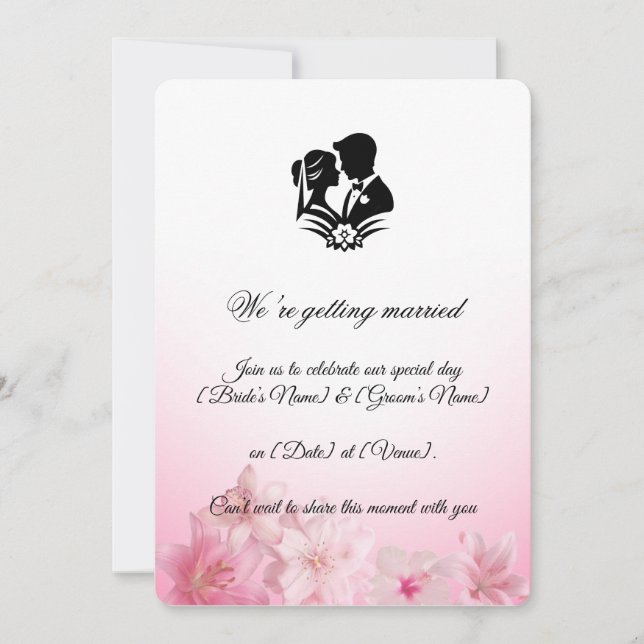 Invitation élégante Mariage simple (Devant)