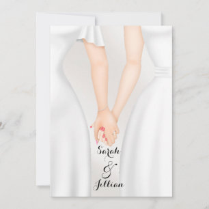 Invitation Élégante mariée Mariage homosexuelle tenant les ma