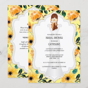 Invitation Elégante mariée mariage robe marguerite fleurie ja