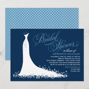 Invitation Elégante marine et Mariage bleu Fête des mariées d