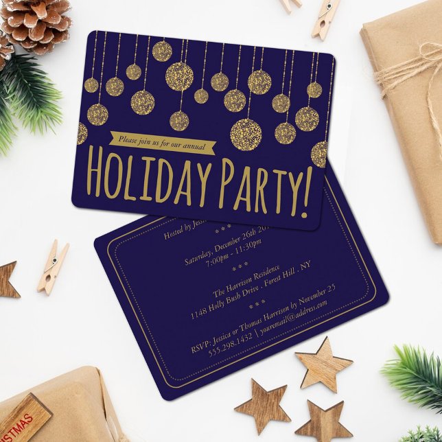 Invitation Elégante Marine & Gold Holiday Party (Créateur téléchargé)
