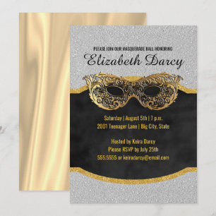 Invitation Élégante mascarade de la Parties scintillant d'or 