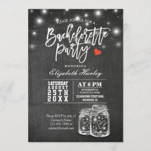 Invitation Élégante Mason Jar String Lumières Bachelorette Pa