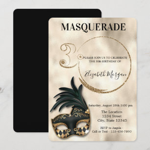 Invitation Elégante Masquerade Gold 30e anniversaire