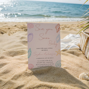 Invitation Élégante Mer Coquillages À Bientôt Baby Shower