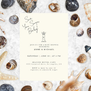 Invitation Elegante Moda Océano Baby shower Mar Pronto Bebé