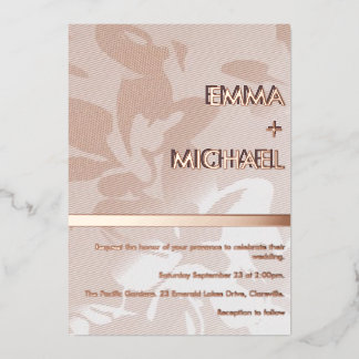 Invitation élégante moderne avec feuille d'or rose