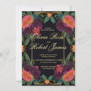 Invitation Élégante moody victorienne rose foncé magenta flor