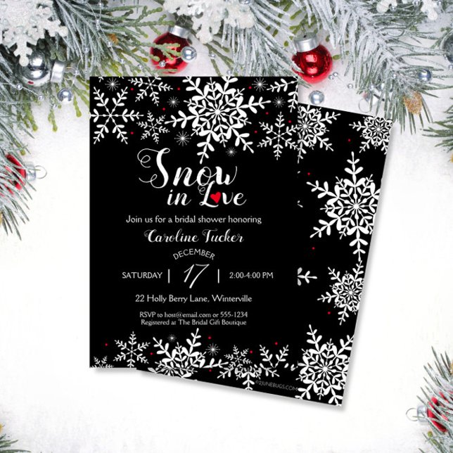 Invitation Elégante neige en amour hiver Fête des mariées noi (Créateur téléchargé)