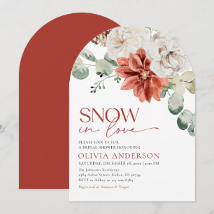Invitation Elégante neige en amour Hiver Fête des mariées rou
