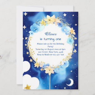 Invitation Elégante Nightsky Astro Aventure Anniversaire