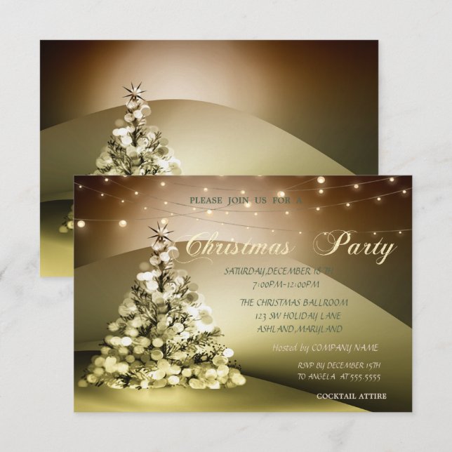 Invitation Elégante Noël Société Noël (Devant / Derrière)