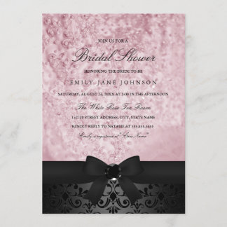 Invitation élégante noire et rose pour une baby sh