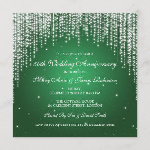 Invitation Élégante Nuit de Dazzle Verte pour l'anniversaire