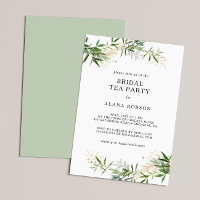Élégante Olive Greenery Nuptiale Tea Party Invitat