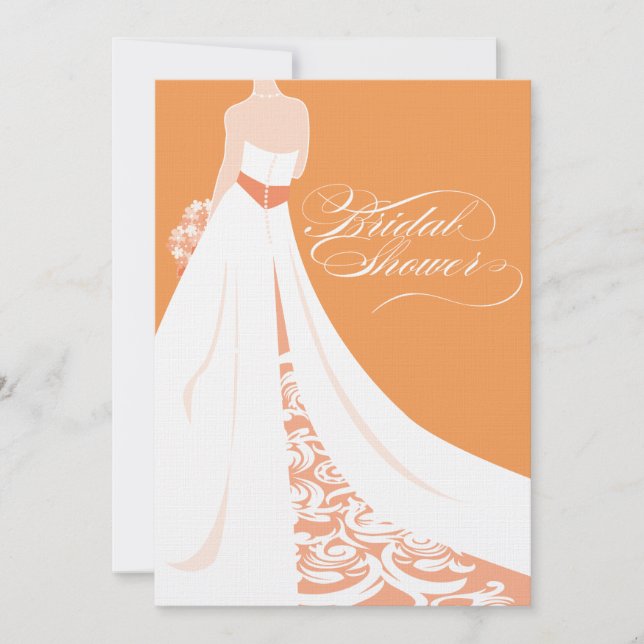 Invitation Élégante Orange Bridal Shower (Devant)