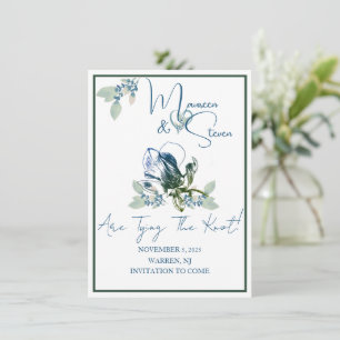 Invitation Elégante Orchidée blanche, bleue et verte Enregist