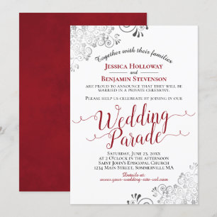 Invitation Élégante Parade Mariage Rouge & Lacy