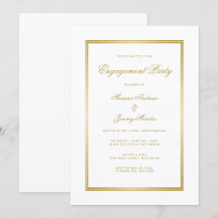 Invitation Élégante partie de l'engagement de Script Gold Bla