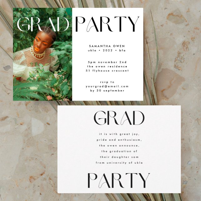 Invitation Élégante partie de photo graduée de texte personna (Créateur téléchargé)