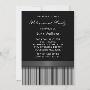 Invitation Élégante Partie de retraite en bande noire et gris