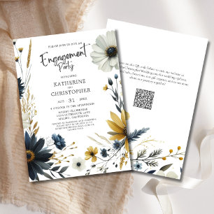 Invitation Élégante partie d'engagement Fleur sauvage