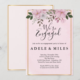 Invitation Élégante partie d'engagement Floral Magnolia