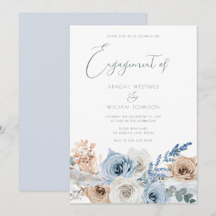 Invitation Élégante partie d'engagement moderne Boho Blue