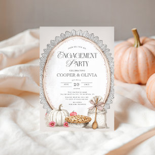 Invitation Élégante Partie d'engagement Vintage d'automne