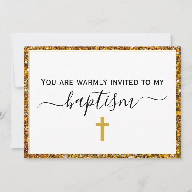 Invitation Élégante Parties scintillant BAPTISME ADULTE (Devant)