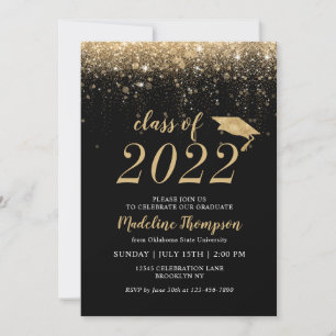 Invitation Élégante Parties scintillant Black Gold Casquette