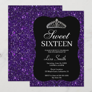 Invitation Élégante Parties scintillant chic pourpre Tiara Sw