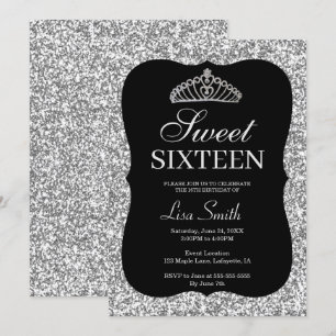Invitation Élégante Parties scintillant d'argent chic Tiara S