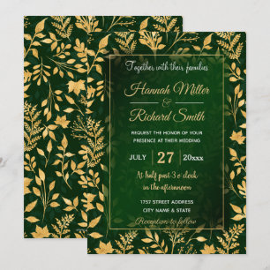 Invitation Elégante Parties scintillant d'or Foliage Forest G