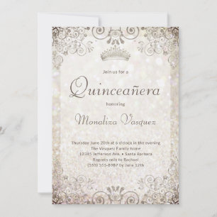 Invitation Elégante Parties scintillant d'or Quinceañera 15e 