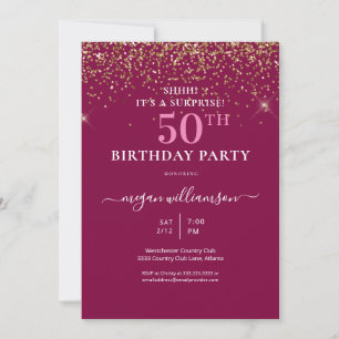 Invitation Elégante Parties scintillant d'or rose 50e fête d'