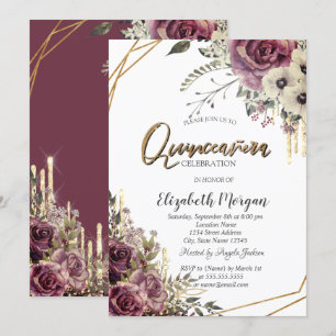 Invitation Elégante Parties scintillant Drives, Floral Quince