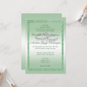 Invitation Elégante Parties scintillant émeraude et anneaux M