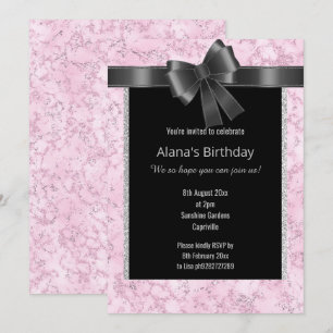 INVITATION ÉLÉGANTE PARTIES SCINTILLANT EN MARBRE ARGENT ROSE
