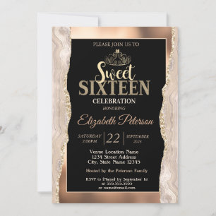 Invitation Élégante Parties scintillant en marbre de cuivre d