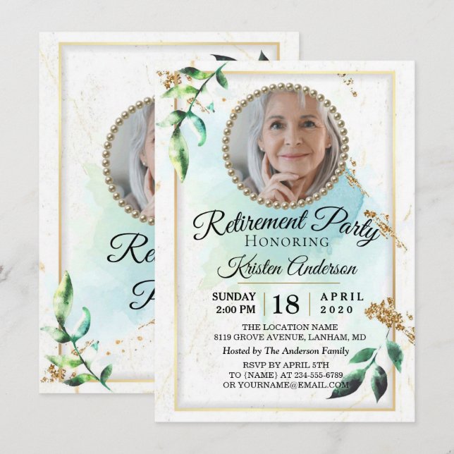 Invitation Elégante Parties scintillant Eucalyptus Luxury Ret (Devant / Derrière)