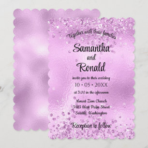 Invitation Elégante Parties scintillant Faux Lilac et Mariage