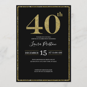 Invitation Élégante Parties scintillant Gold 40e anniversaire