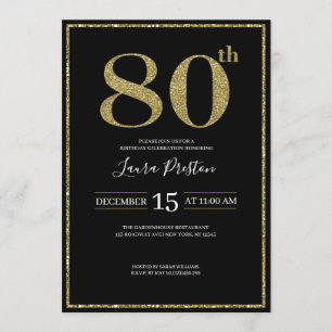 Invitation Élégante Parties scintillant Gold 80e anniversaire