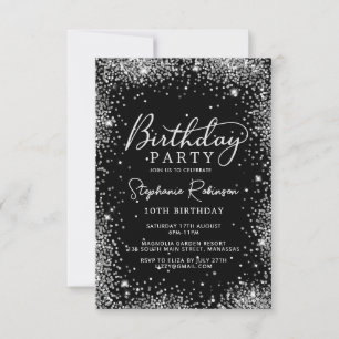 Invitation Elégante Parties scintillant métallique argent 10e