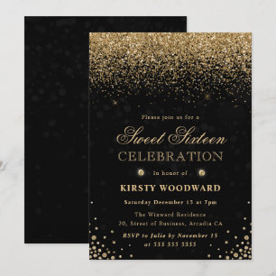 Invitation Elégante Parties scintillant or et Sweet sixteen d