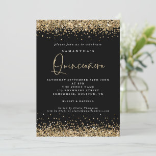 Invitation Elégante Parties scintillant or Quinceañera 15ème 