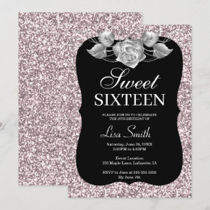 Invitation Élégante Parties scintillant rose chic Douceur Ros